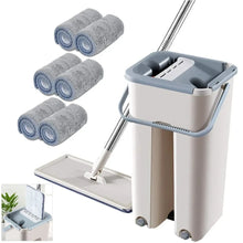 Flat Squeeze Mop with Bucket Easy Wring Multi Purpose Floor Cleaning Wet Dry Use Microfiber Pad for Hardwood and Laminate