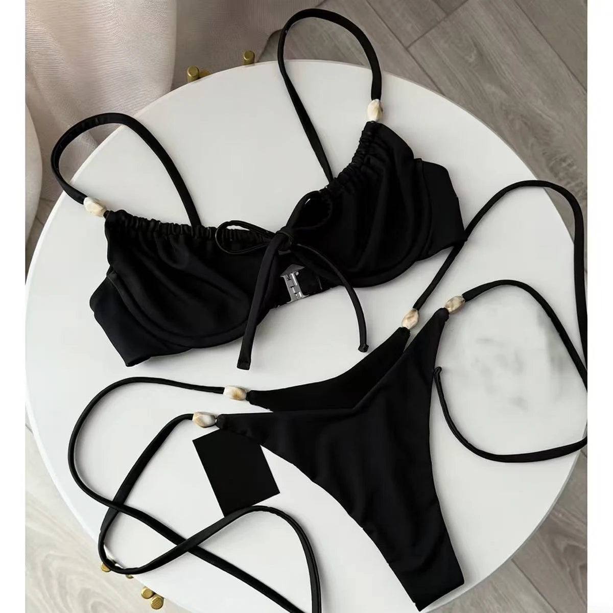Push Up Bikini Set Women Beads Dot Swimwear Beachwear 2026