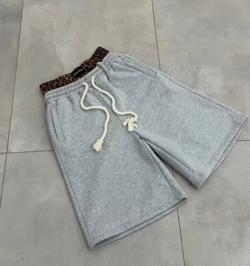 American high street fashion brand Y2K double waist embroidered design casual loose five quarter shorts