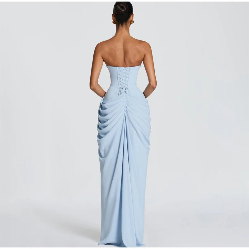 Women Green Ruched Elegant Satin Maxi Dress Mermaid One-shoulder Cutout Slim Fit Flowy Vestido 2026 Lady Summer Evening Vestidos