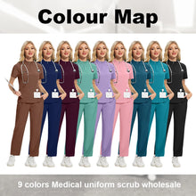 Niaahinn Pants Sets Scrubs Top with Zipper Salon Beauty Spa Uniform Women Men Scrub Uniforms Healthcare Pharmacy Nurse Work Wear