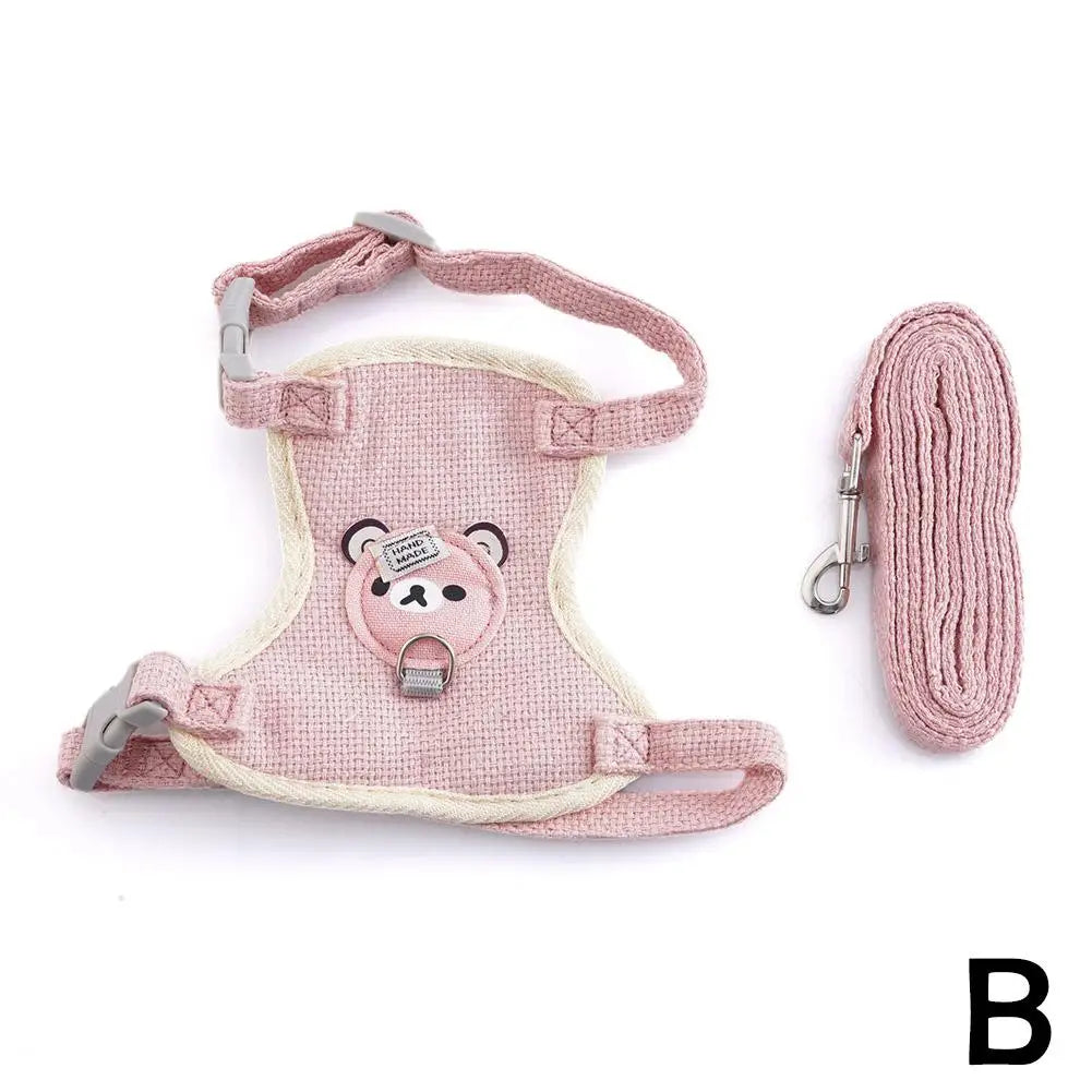 Newest Cute Cat Harness and Leash Set Bunny Pet Accessories Vest Harnesses Small Dog Leashes for Outdoor Walking Pets Supplies