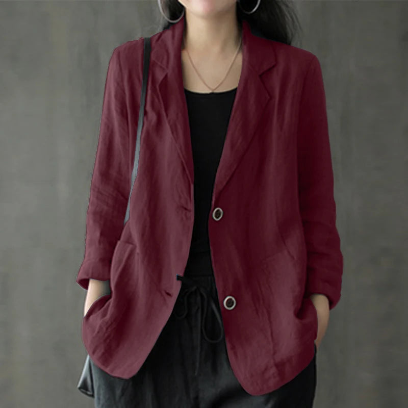 Elegant Solid Blazer Women Autumn Overcoats ZANZEA 2023 Casual Long Sleeve Single Button Coats Female Lapel Outwears Oversized