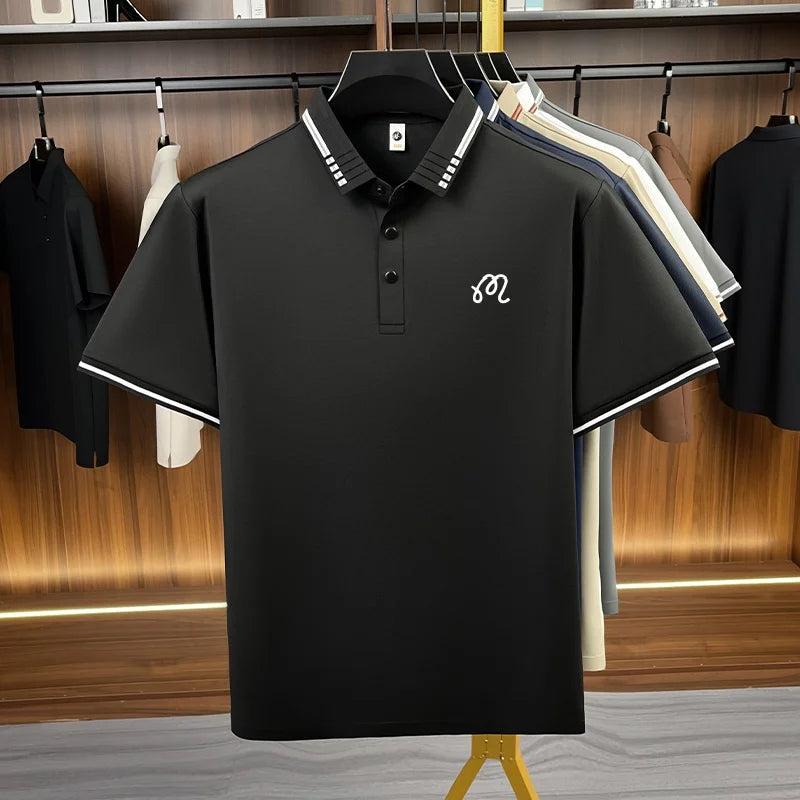 Designer Men's New Seamless Exquisite Print Polo Shirt Cool Short Sleeved Fashion Solid Color T-shirt Business Casual Men's Wear