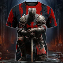 3D Print Templar Knight Warrior T-Shirt For Men Medieval Graphic Short Sleeve Tees Summer Casual Street Tops Round Neck T Shirts