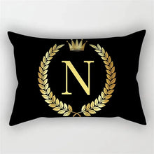 Black and Gold Letter Pattern Print Decoration Bedroom Living Room Office Cushion Cover Home Decoration Rectangular Pillowcase