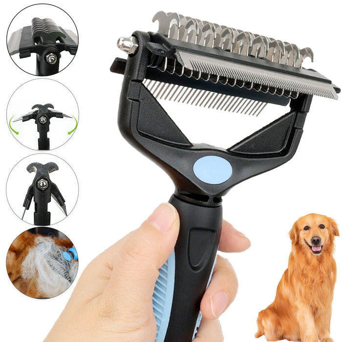 Brosse de toilettage 3 en 1 pour animaux de compagnie - Élimine les poils de chien - Coupe-nœuds - Peigne pour chiot et chat - Fournitures de toilettage pour chiens