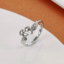 Huitan Foots and Wing Shaped Aesthetic Mother's Day Gift Rings Charming Silver Color Accessories Metal Chic Jewelry for Mom