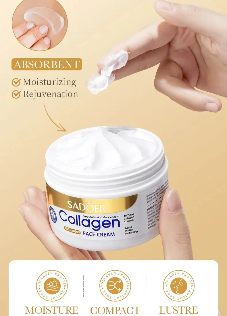 SADOER Collagen Firming Face Cream Skincare Moisturizing Hydrating Beauty Face Creams Faical Cream Beauty Face Skin Care Product