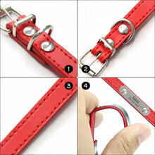 Personalized Dog Collar Name Carved ID Tag  Anti-lost Solid PU Leather Collar For Small Medium Large Dogs Puppy Cat Pet Supplies