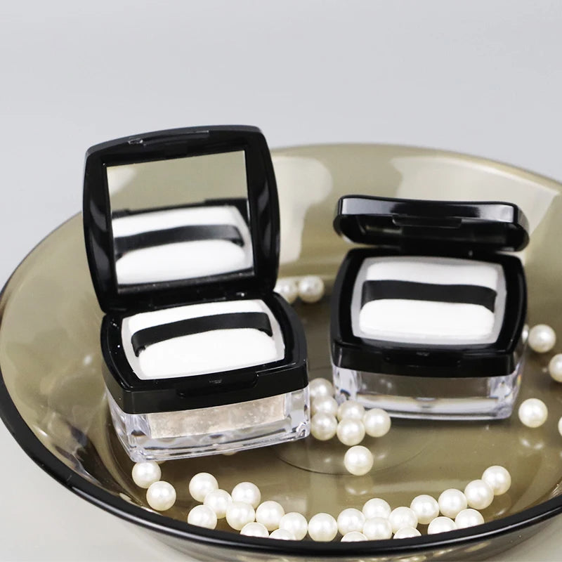 Powder Box Empty Portable Mini 5g Sieve Loose Powder Pot Square Box with Powder Puff Travel Makeup Jar Sifter Cosmetic Container