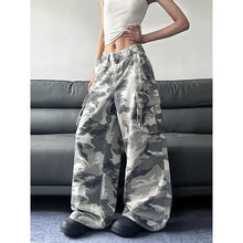YIBASHU 2026 Spring Women Camouflage Wide Fit Denim Cargo Pants Japanese Tomboy Y2K Baggy Jeans Harajuku Grunge Punk Cowboy New