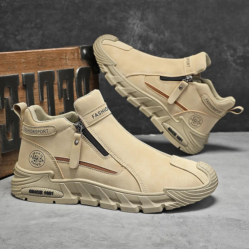 Mens High Top Zipper Sneakers Casual Non Slip Shoes
