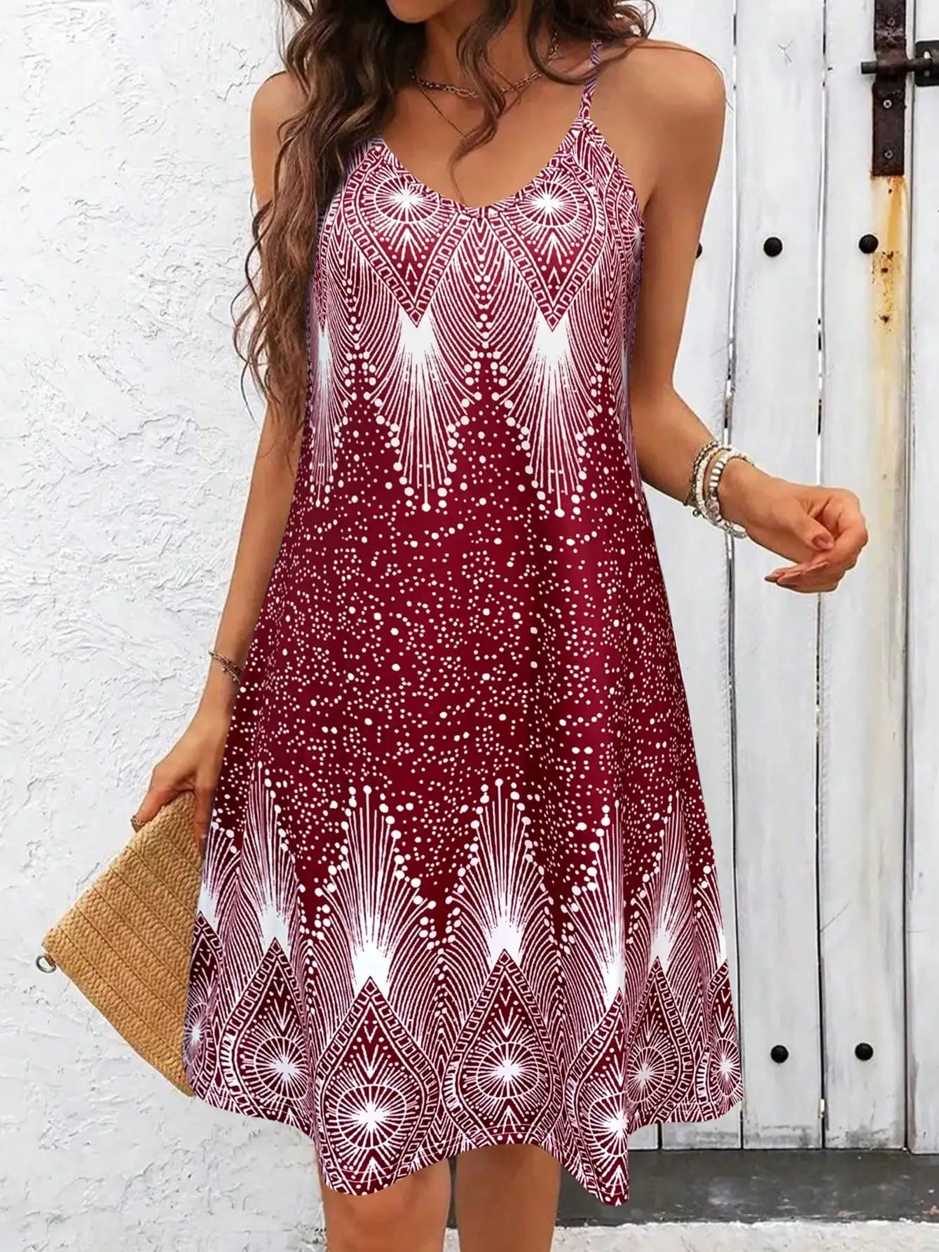 Women's Strappy Summer Dress,Simple Sleeveless Floral Sundress, Beach V-Neck Dress for summer clothes,Casual summer outfits