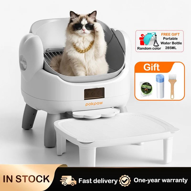 Pokpaw CL23 Automatic Cat Litter Box App 72L Large Capacity with Kitten Mode – Quiet Smart Litter Box Travel Cat Toilet Supplies