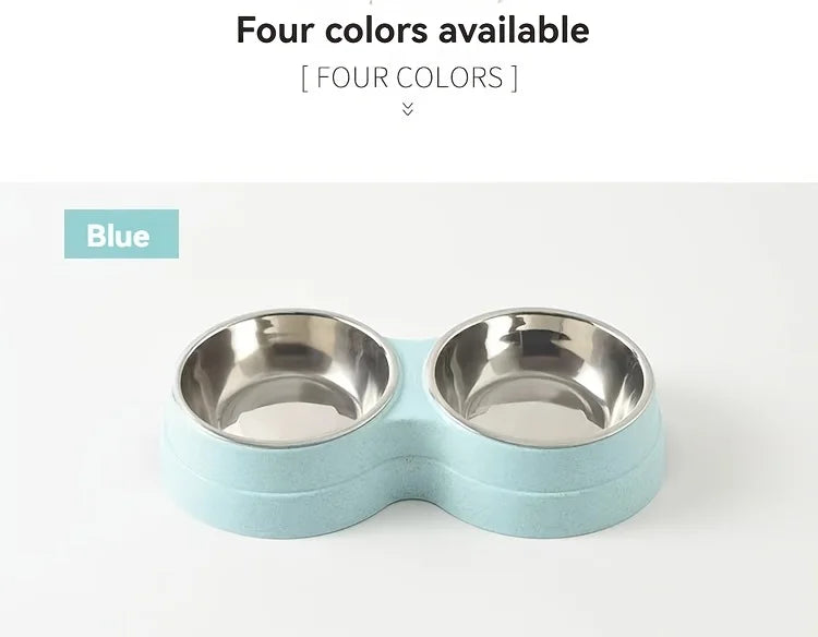 1 PCS Dual Bowl Stainless Steel Double Pet Bowls for Dogs and Cats - Non-Skid Base - Perfect for Food and Water - Easy to Clean