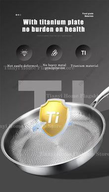 22/24/26/28/30cm Titanium Stainless Steel Frying Pan Non-stick Wok Home Egg Steak Skillet Induction Gas Stove Kitchen Cookware