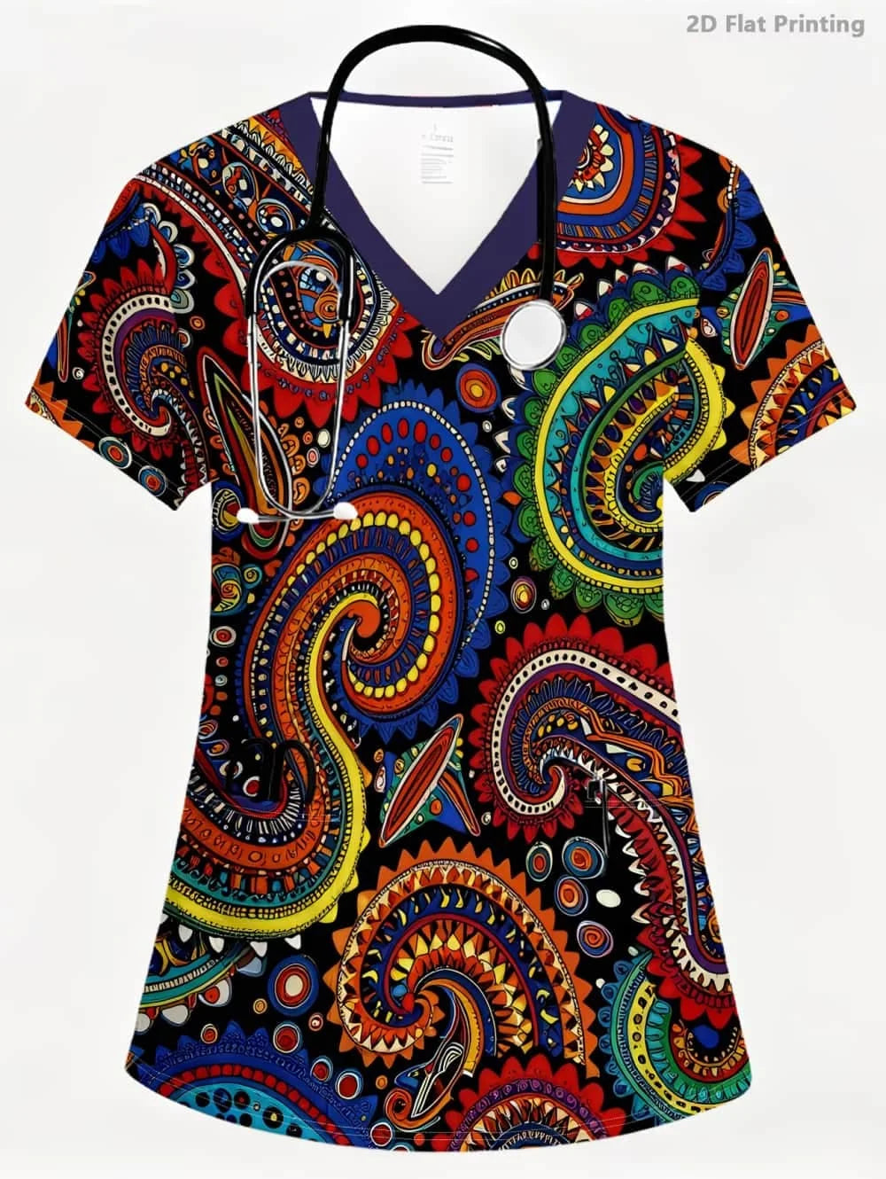Surgical Uniforms Woman Tooth Cartoon Print Summer Nursing V-Neck Short Sleeve Tops Fashion Dental Microelastic Medical Uniform