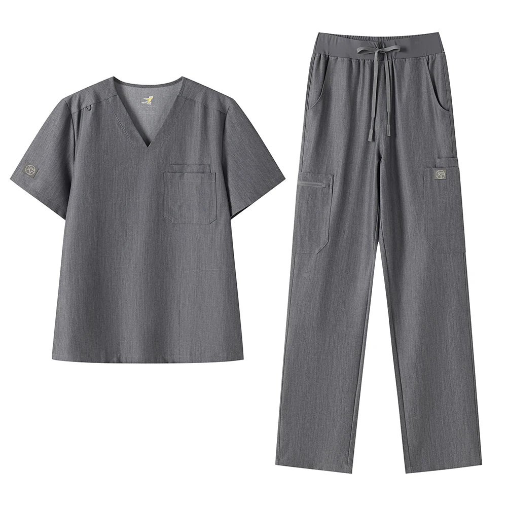 KUNGFU SCRUBS Mens Uniforms Medical Surgical Scrubs Set Short Sleeve V-Neck Top & Pants Soft Breathable Stretch Nursing Workwear