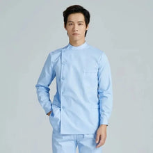 Men Medical Coat Doctor Dentist Medical Uniform Stand Up Collar Nurse Tops Male Oral Beauty Salon Nursing Care Workwear Jacket