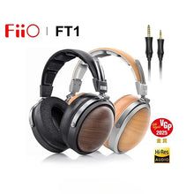 FiiO FT1 Closed-Back Over-Ear Headphone 60mm Dynamic Driver Hi-Res Audio Wired HiFi American Black Wood Ear Cups for Studio