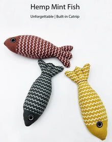 Pet cat toy to relieve boredom and self-entertaining cat imitation hemp cloth cat mint fish tooth grinding training kitten