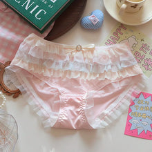 Japanese Lolita Princess Lingerie Women Pure Desire Cake Layer Lace Mesh Cotton Crotch Party Bra Panty Set Cute Comfortable Soft