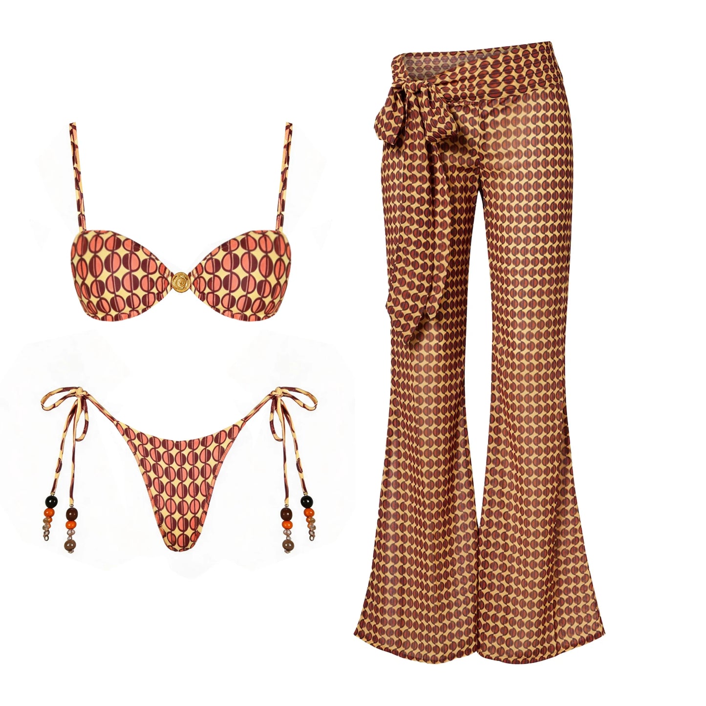 Sexy Halter Bikini Swimsuit with Pants Swimwear Women Brazilian Bikini High Leg Bathing Suit Summer Female