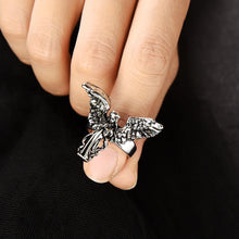 Antique Design Ring Distressed Angel Silver Color Opening Rings Fashion Punk Hip Hop Couple Rings Party Women Men Jewelry Gifts