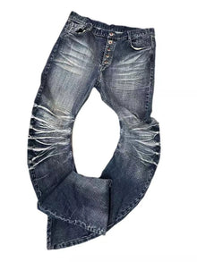 Y2k American Vintage Bootcut Jeans Full Length Distressed Subculture Denim Punk Style Retro Slim Zipper Mid Waist 2025 Autumn