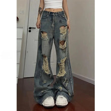 Y2k American Vintage Bootcut Jeans Full Length Distressed Subculture Denim Punk Style Retro Slim Zipper Mid Waist 2025 Autumn