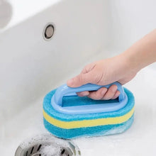 Éponge de nettoyage multifonctionnelle avec manche pour cuisine, salle de bain, carrelage, verre, baignoire, élimination des taches, conception à prise facile