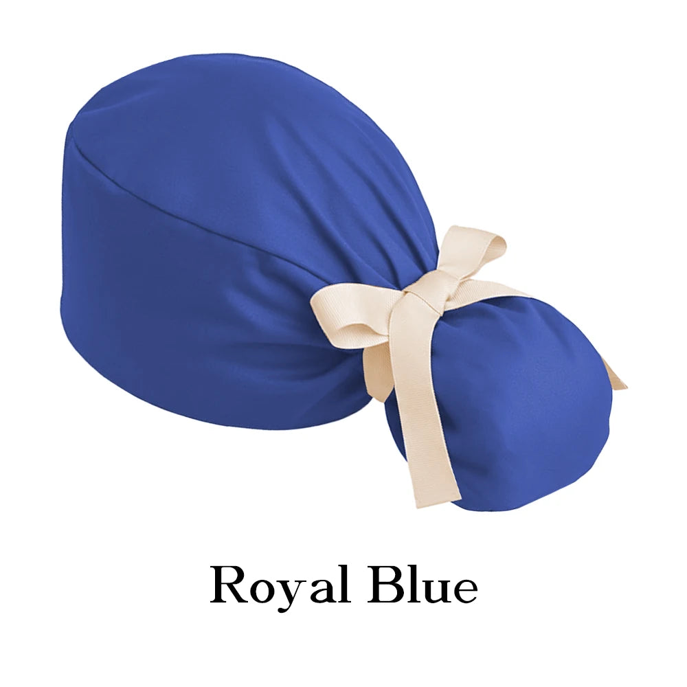 Ponytail Working Caps with Satin Lining for Women TOOTH Pet Doctor Nurse Scrubs Hat Stretch Long Hairs Nursing Caps C-TL-02