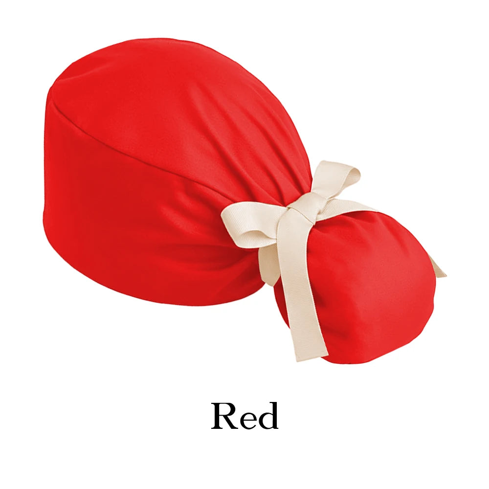 Ponytail Working Caps with Satin Lining for Women TOOTH Pet Doctor Nurse Scrubs Hat Stretch Long Hairs Nursing Caps C-TL-02
