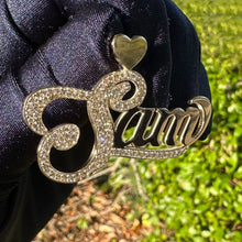 Custom Diamond Heart Outline & Cursive Personalized Name Pendant Customized 3D Name Jewelry Gift for Boyfriend Men's Necklace