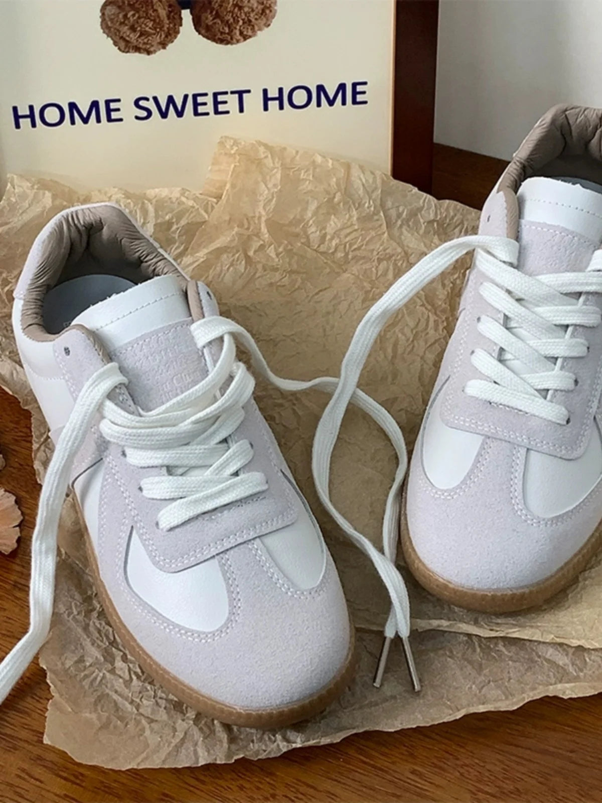 Unisex Retro German Training Shoes Spring Autumn Leisure Sports Shoes Leather Splicing Stitching Youth Trend Breathable Flat ...