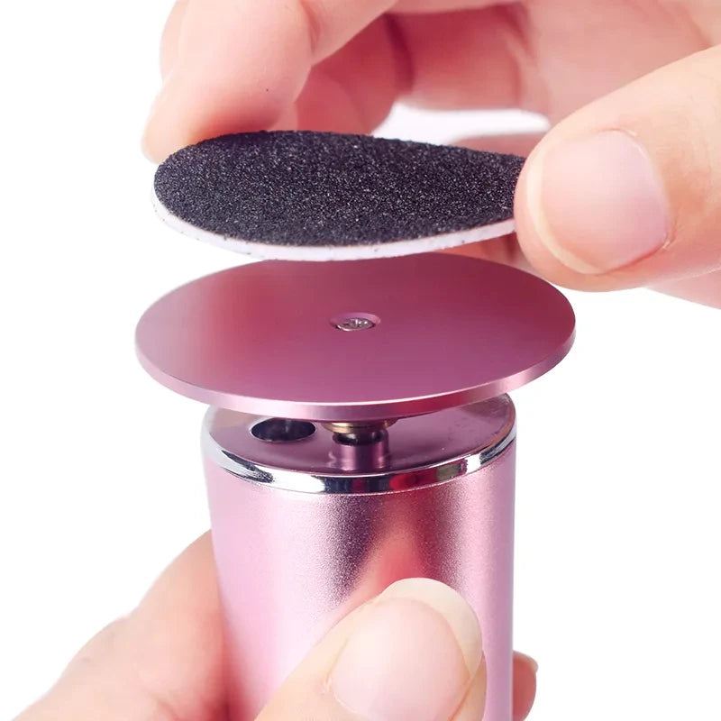 Rechargeable Electric Foot File Callus Remover with 60 Sandpaper Disks Aluminum Pedicure Tool Cordless Foot Care Machine Black P