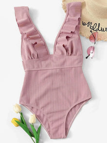 Ruffled One Piece Swimsuit Women Monokini Beachwear 2026