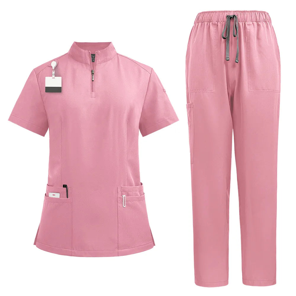 Neutral medical frosted stand up collar zipper design, doctor and nurse work clothes, operating room surgical clothes