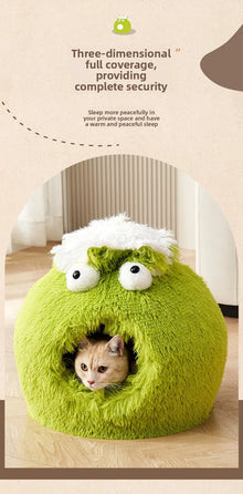 Cozy Enclosed Cat Bed for Winter Warmth Security Indoor Pet House for Cats and Small Dogs with Soft Padding 4 Seasons Use