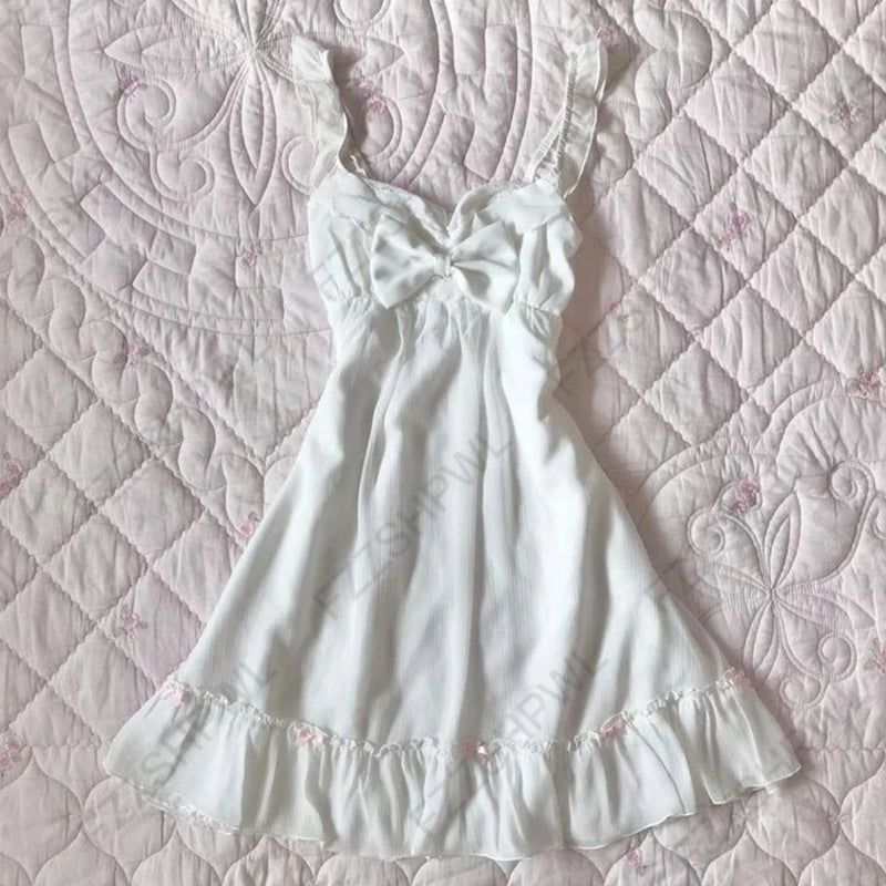 Grunge Punk Gothic Fairycore Emo Girls Dress Sexy Slim Lace Chic Fashion Aesthetic Women's Dresses Harajuku Retro Y2K Streetwear