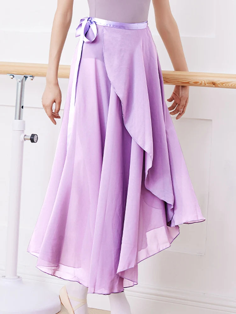 Adult Ballet Wrap Skirt for Women Soft Chiffon Dance Practice Skirt Ballet Class Performance Cover Up