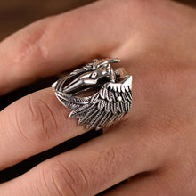 Retro Cross Angel Wings Ring For Men Silver Color Punk Gothic Open Ring Handmade Rock Hiphop Unisex Jewelry Accessories Man Gift