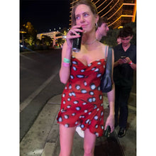 Robe midi sirène à manches longues, imprimé à pois bicolore, col en V profond, cordon de serrage, style Y2K, tenue de soirée club tendance 2026