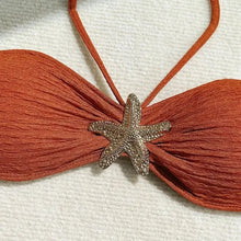 Brown Starfish Bandeau Bikini Set Three Piece Cover Up Women
