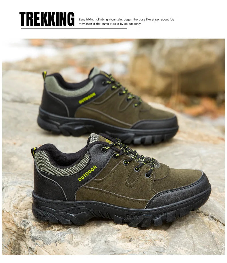 Outdoor Climbing Shoes Men's Trendy Flat Work Shoes Casual Sports Style New Model Comfortable Warmth Synthetic Leather Upgraded