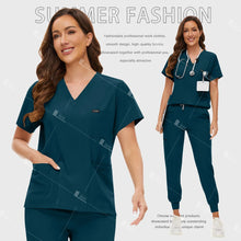 Fashion Surgical Uniforms Medical Scrub Set Doctor Nurse Clinical Workwear Nursing Suit Beauty Spa Work Clothes Scrubs Top Pants
