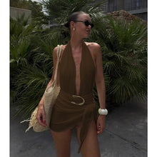 Two Piece Micro Bikini Halter Swimwear Solid Bodysuit