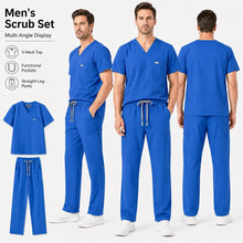 KUNGFU SCRUBS Mens Uniforms Medical Surgical Scrubs Set Short Sleeve V-Neck Top & Pants Soft Breathable Stretch Nursing Workwear