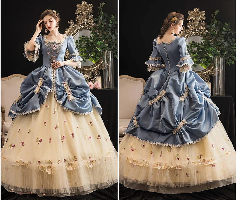 18th Century Women Marie Antoinette Dresses Long Victorian Rococo Gowns Historical Theater Clothing